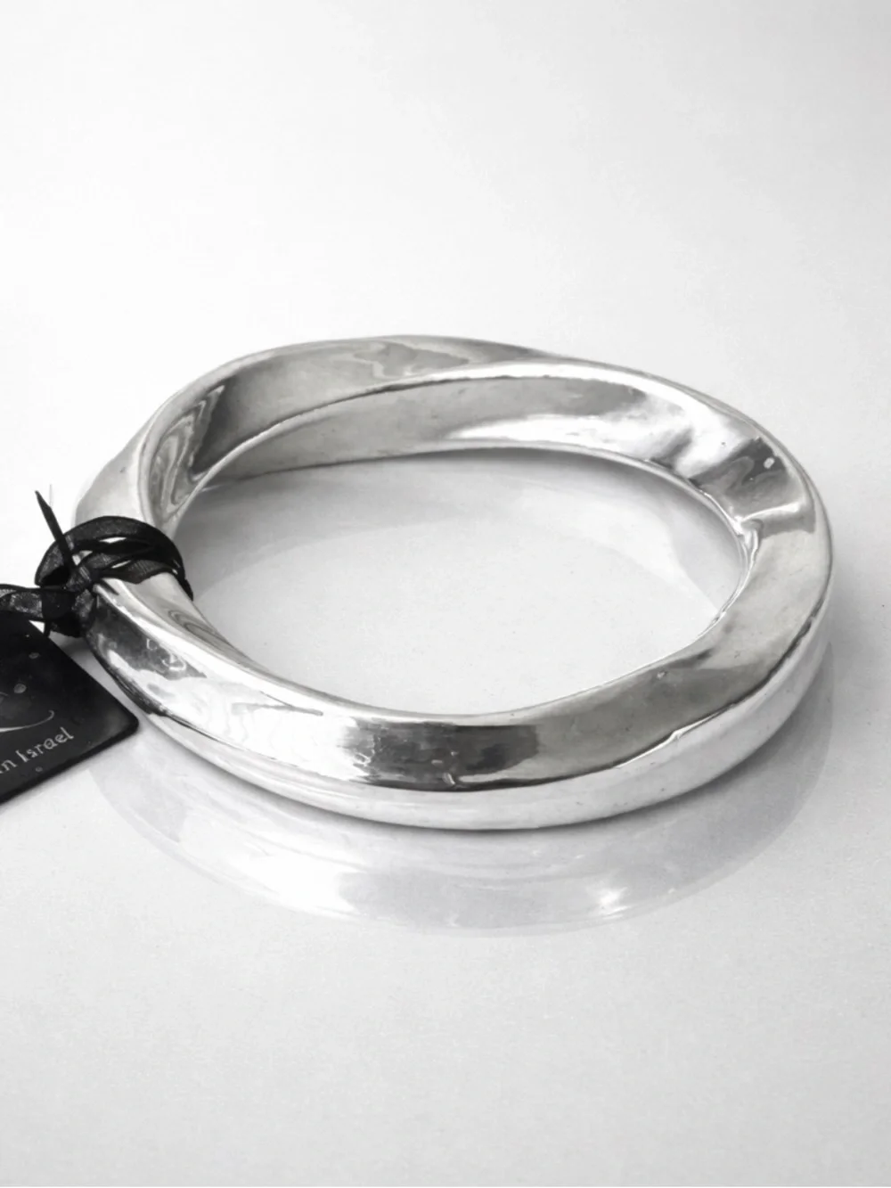 E&L Sterling Silver Bangle Statement Bracelet Israel Electroform Wavy D-2/5